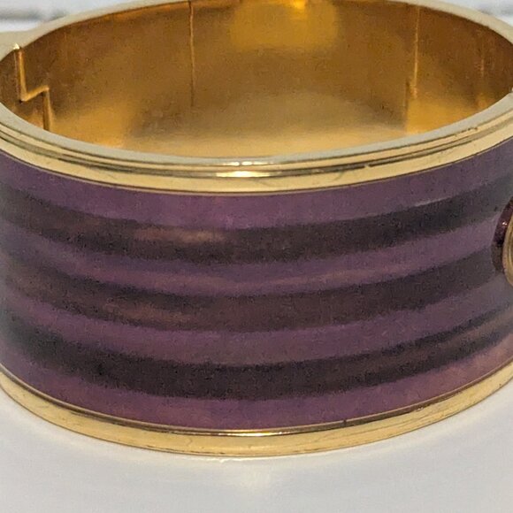 Makenzie Childs Bittersweet signed Runway Purple Tones w/ Gold Tone Hinge Bangle - Picture 4 of 5